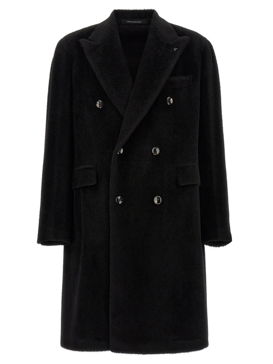 Tagliatore Black Alpaca Leather Coat