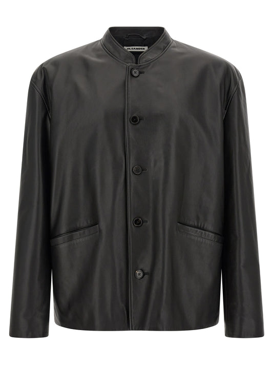 Jil Sander Black Calfskin Leather Jacket