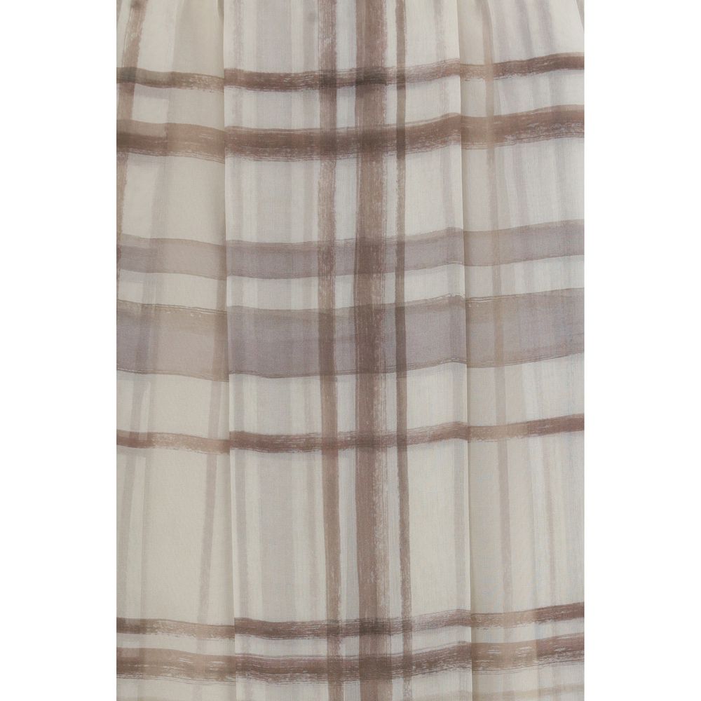 Brunello Cucinelli Beige Silk Midi Skirt