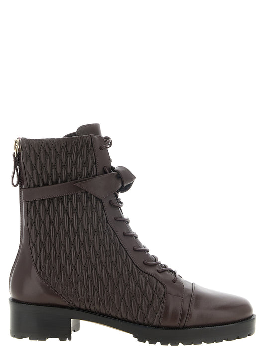 Alexandre Birman Purple Calfskin Lace-Up Boots