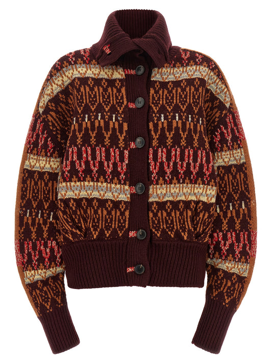 Dries Van Noten Bordeaux Wool Cardigan