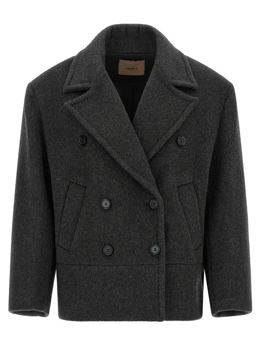 Twinset Gray Wool Coat