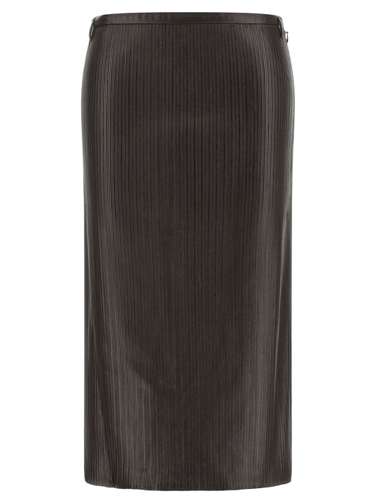Tom Ford Brown Lamb Leather Midi Skirt