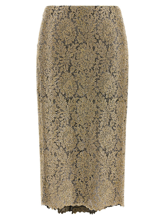 Ermanno Scervino Gold Polyester Midi Skirt