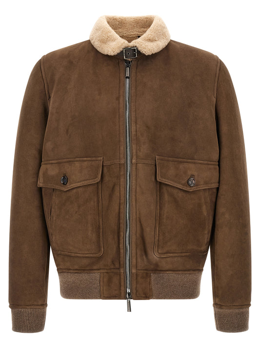 MooRER Brown Wool Bomber