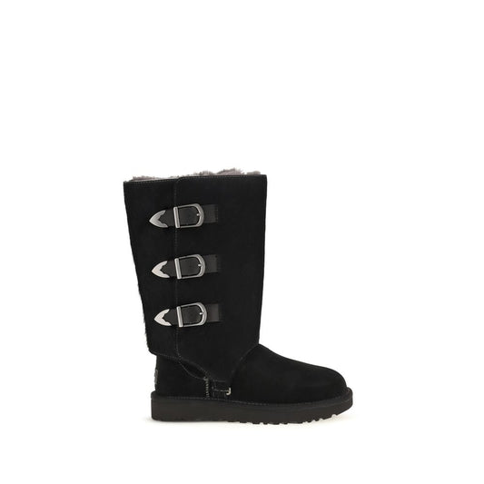 UGG Black Suede Leather Lace-Up Boots