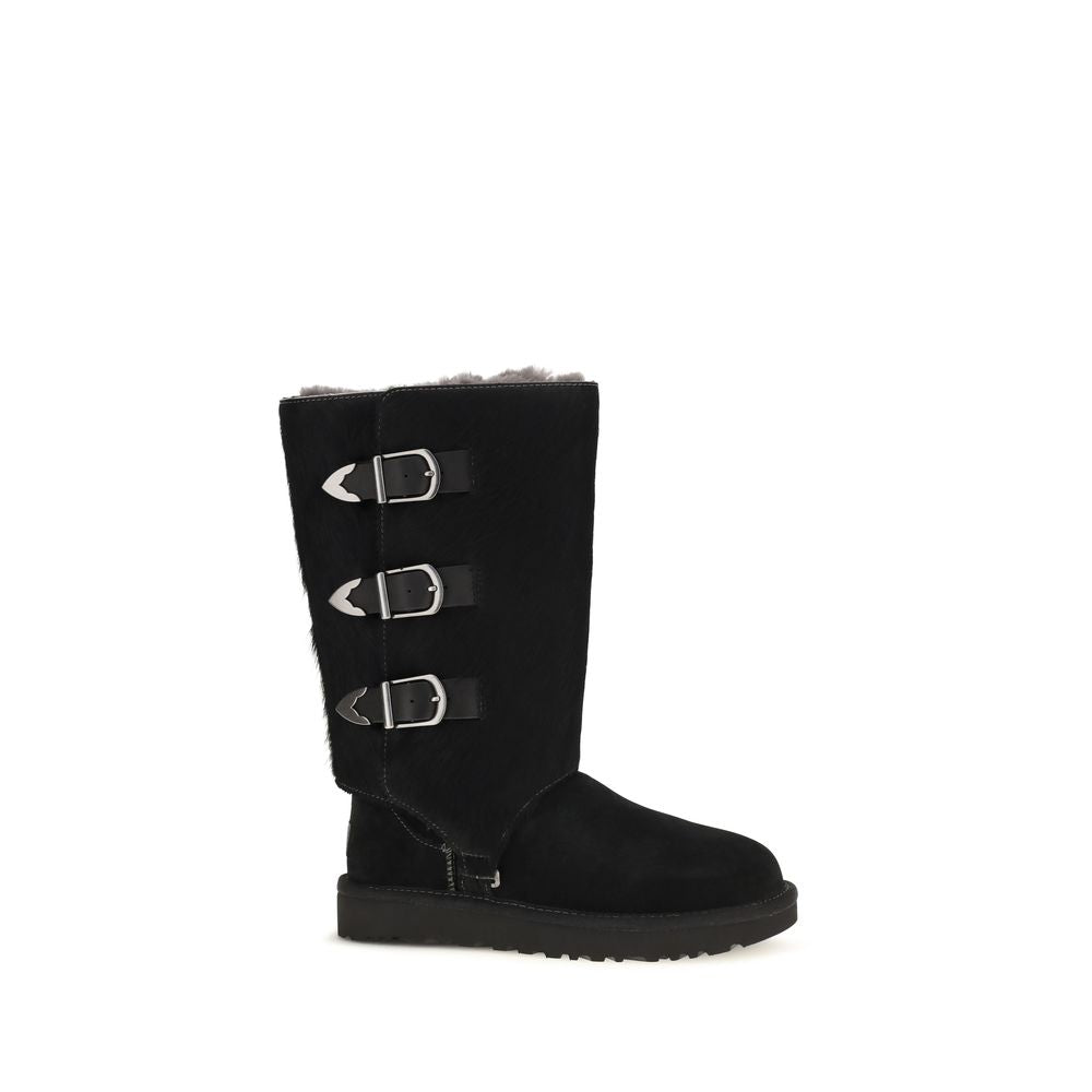 UGG Black Suede Leather Lace-Up Boots