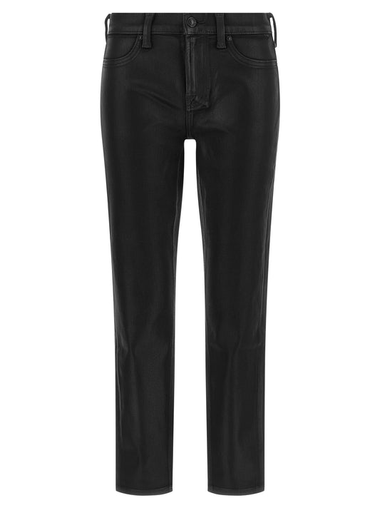 7 For All Mankind Black Cotton Cropped Jeans