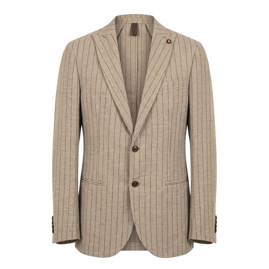 Roberto Pepe Luxury Beige Linen Men Jacket