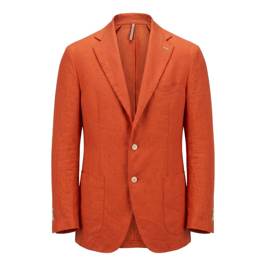 Roberto Pepe Luxury Orange Linen Men Jacket