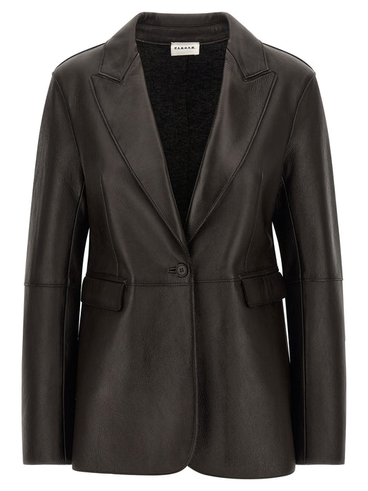 P.A.R.O.S.H. Black Lamb Leather Blazer
