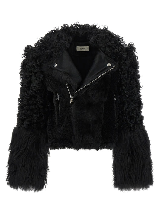 Fendi Black Lamb Leather Biker Jacket