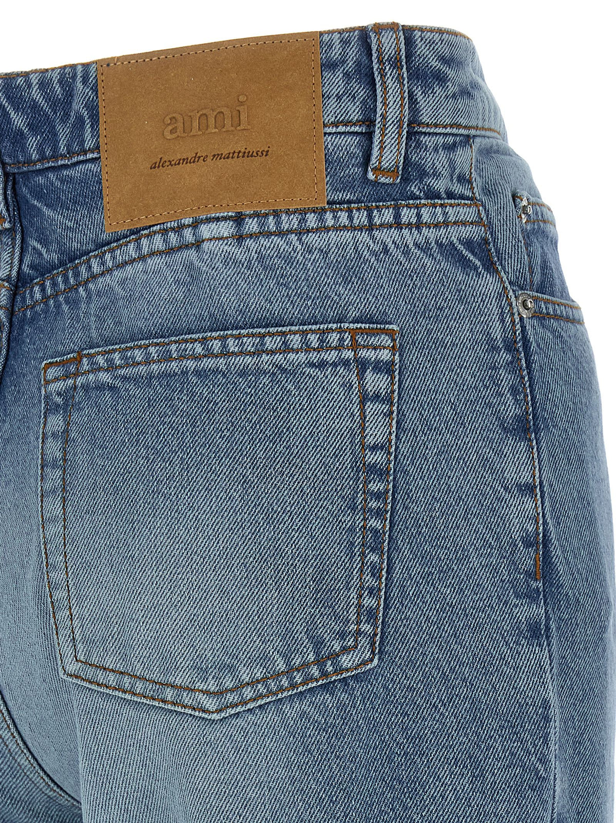 Ami Paris Blue Cotton Flared Jeans