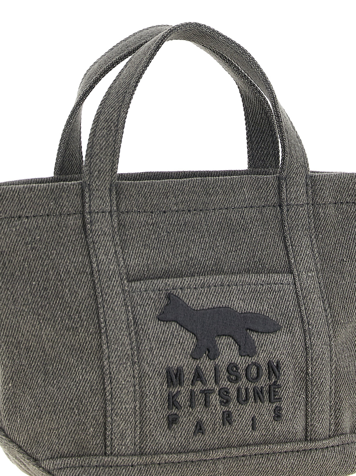 Maison Kitsuné Gray Cotton Tote Bag