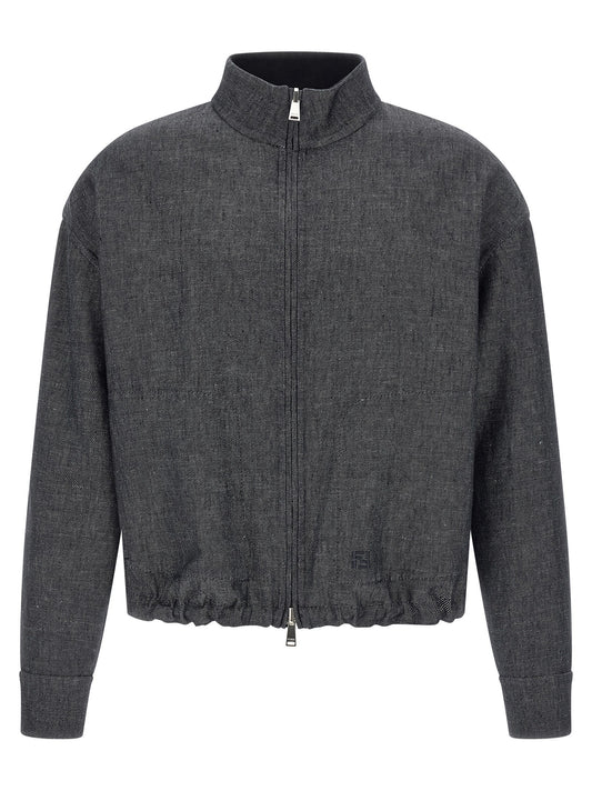 Fendi Blue Linen Denim Jacket