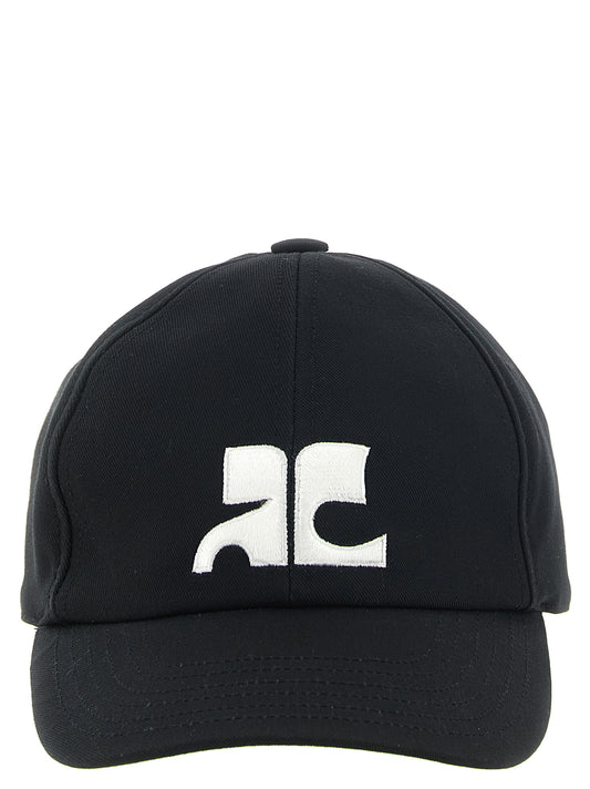 Courrèges Black Cotton Cap (Baseball Hat)