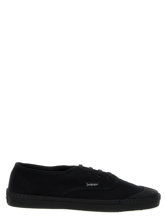 Saint Laurent Black Cotton Low Top Sneakers