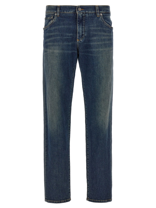 Dolce & Gabbana Blue Cotton Straight-Leg Jeans