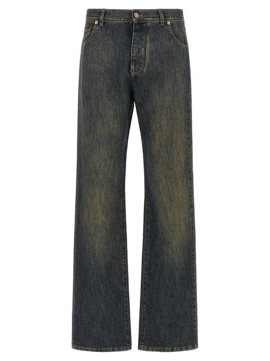 Fendi Blue Cotton Straight-Leg Jeans