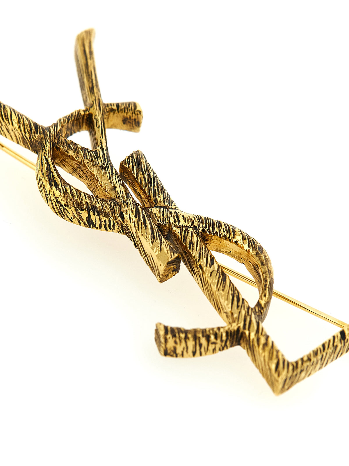 Saint Laurent Gold Brass Broch