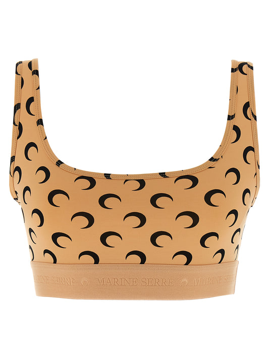 Marine Serre Beige Polyamide Sport Bra