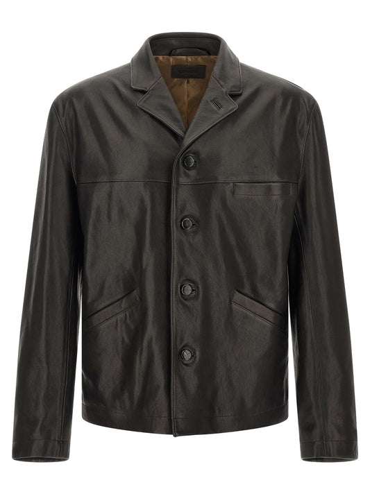 Lemaire Black Calfskin Leather Jacket