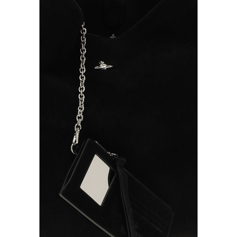 Vivienne Westwood Black Suede Leather Shoulder Bag