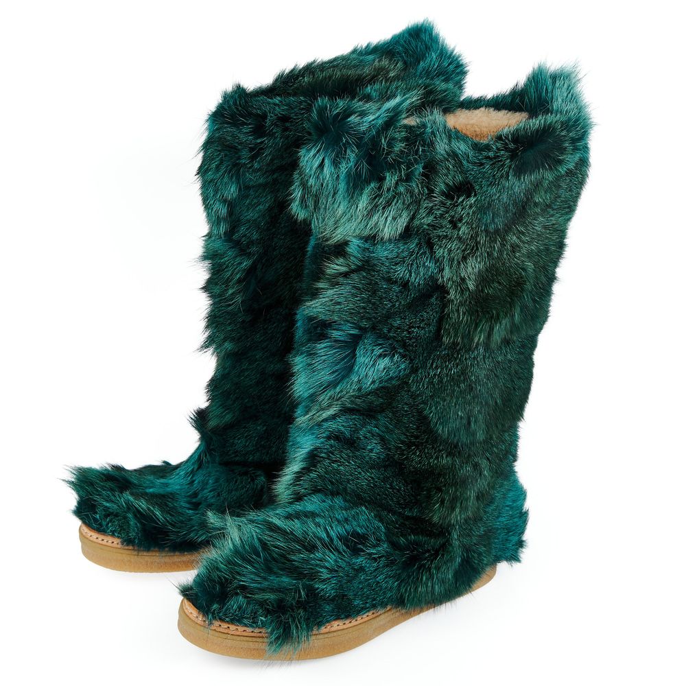 Mr&Mrs Italy Teal Fur Women's Shoe