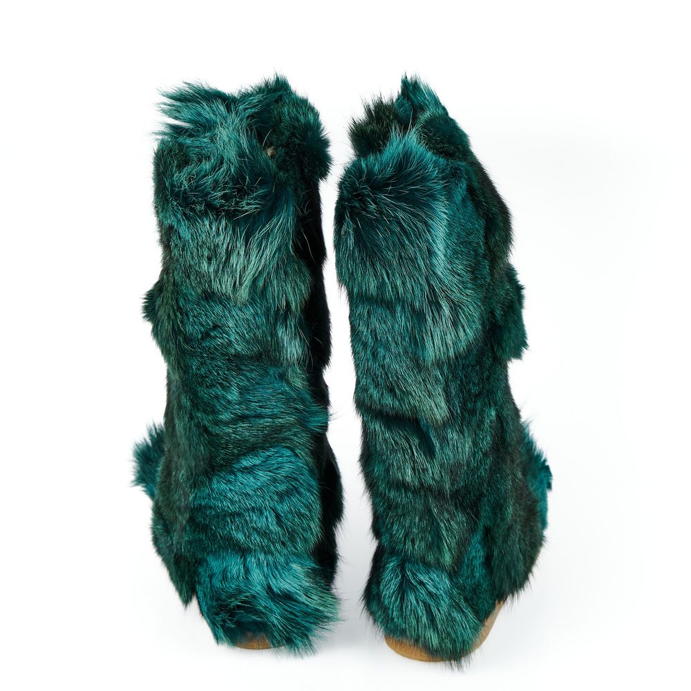 Mr&Mrs Italy Teal Fur Women's Shoe