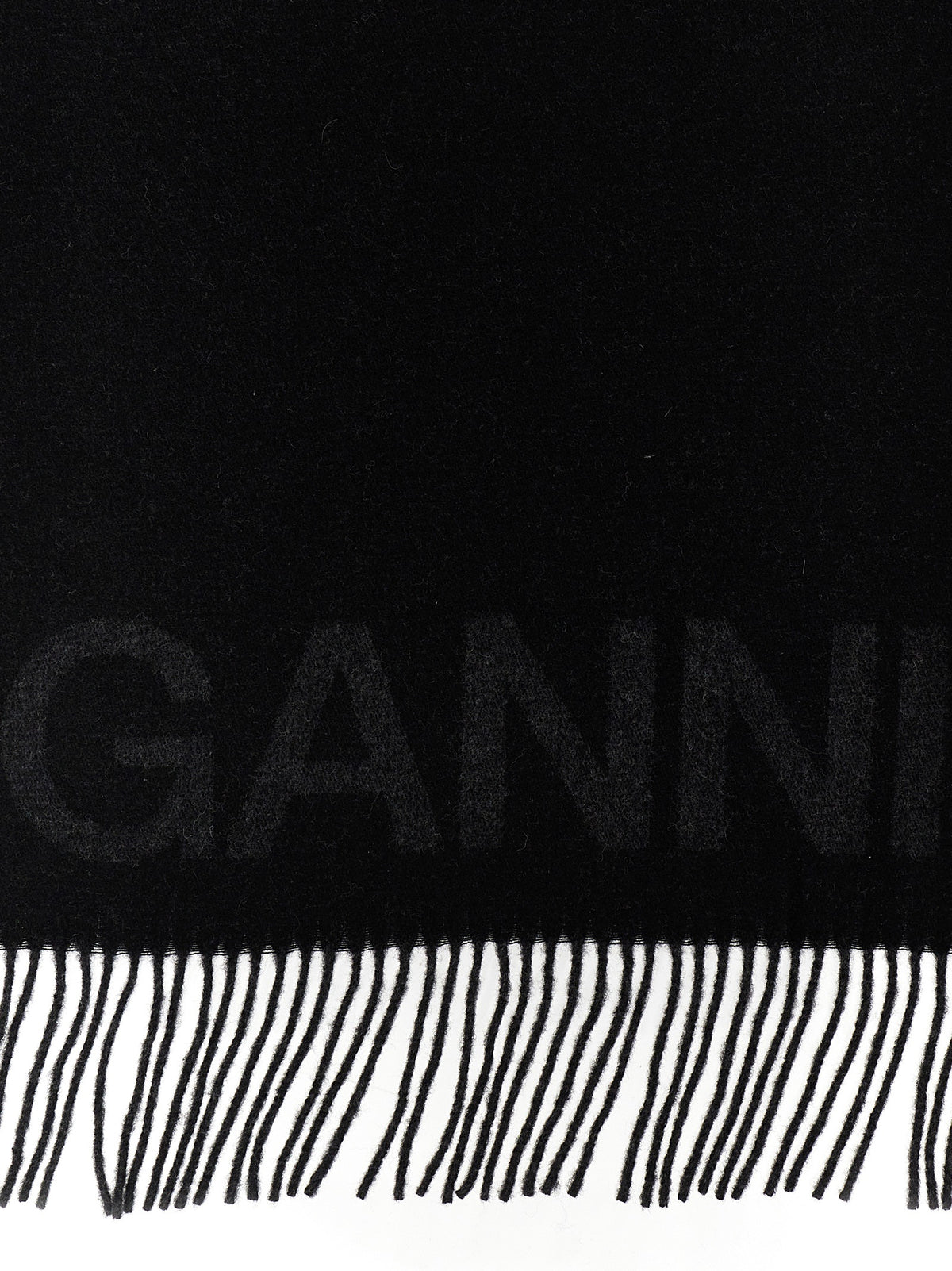 Ganni Black Wool Scarf