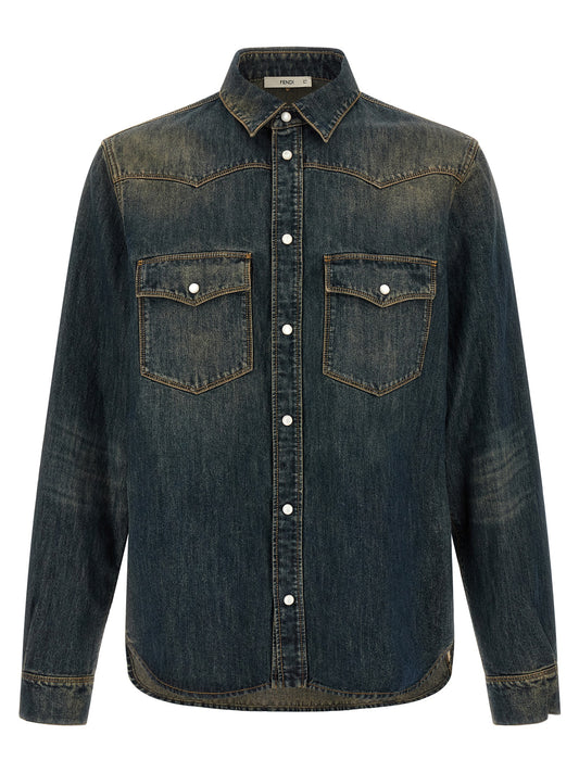 Fendi Blue Cotton Blouse