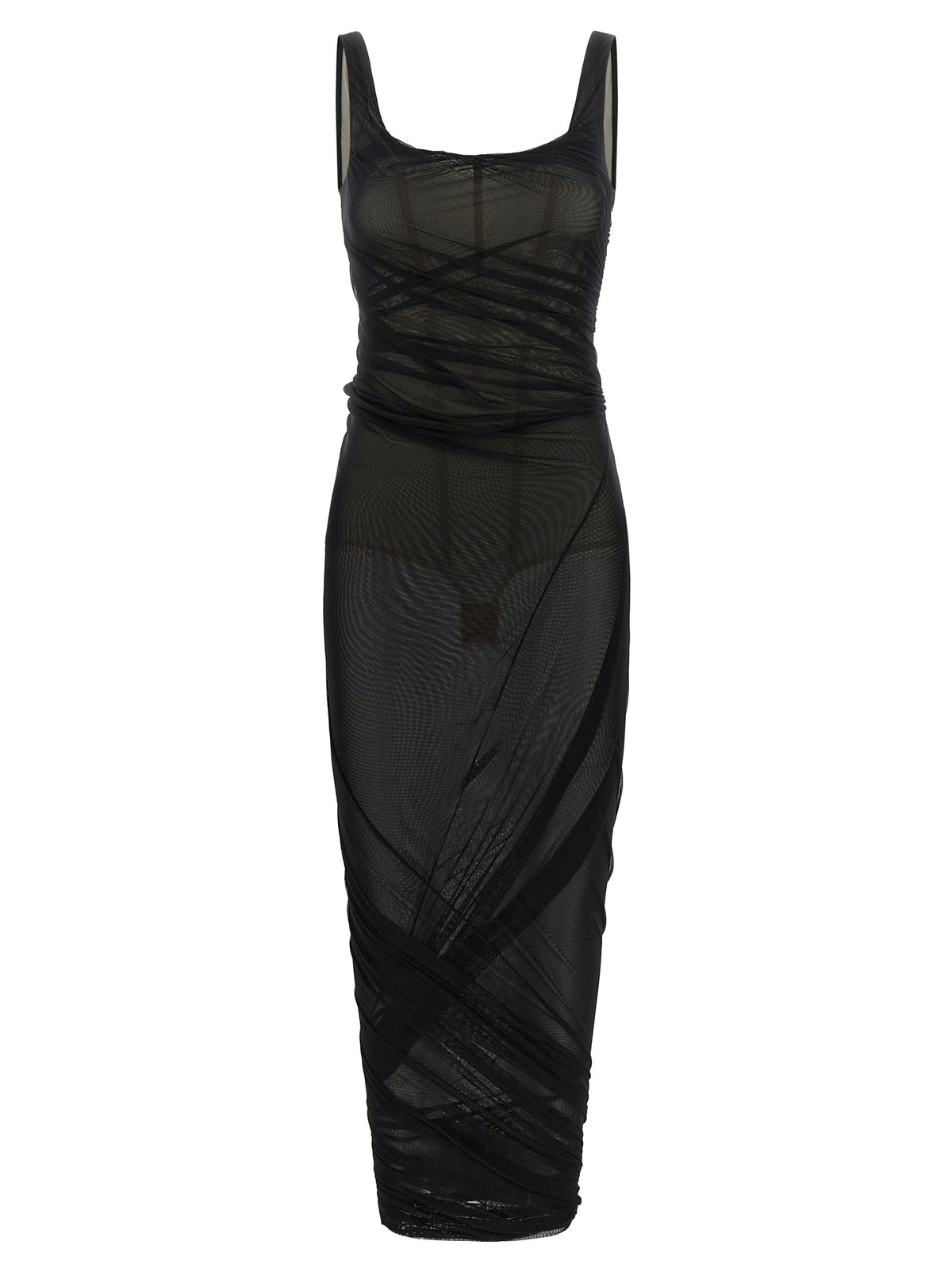 The Attico Black Polyamide Midi Dress