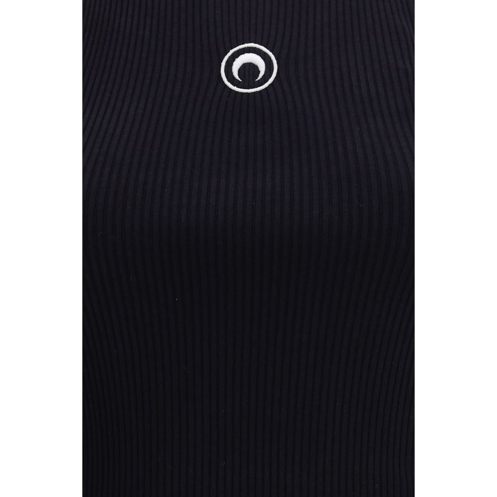 Marine Serre Black Organic Cotton Sleeveles T-Shirt