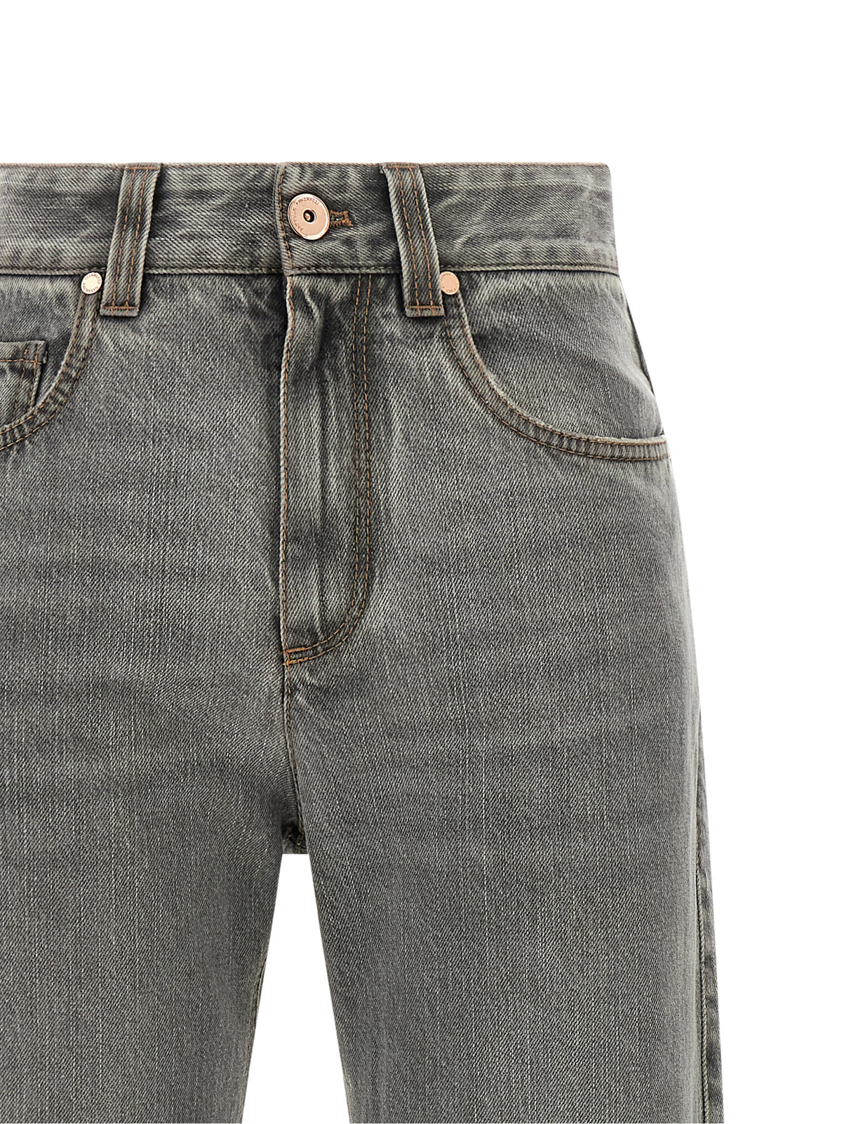 Brunello Cucinelli Gray Cotton Straight-Leg Jeans