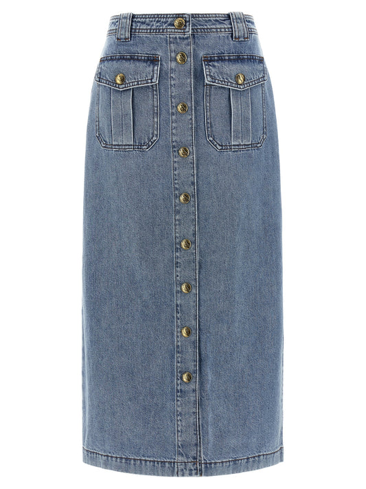 Zimmermann Blue Cotton Midi Skirt