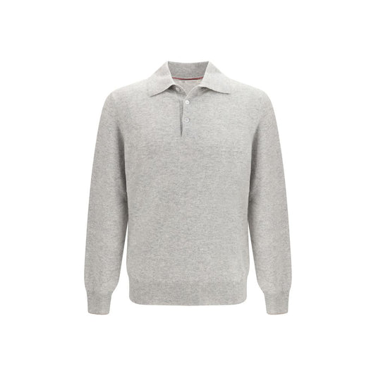 Brunello Cucinelli Gray Cashmere Polo Shirt