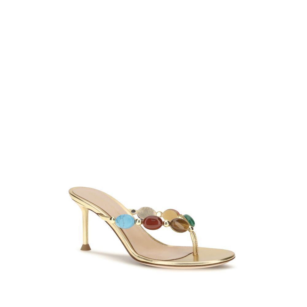 Gianvito Rossi Gold Suede Leather Stiletto Heel Sandals