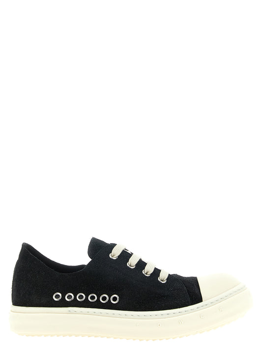 Rick Owens Black Calfskin Low Top Sneakers