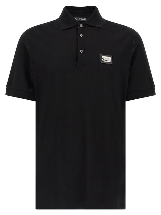 Dolce & Gabbana Black Cotton Polo Shirt