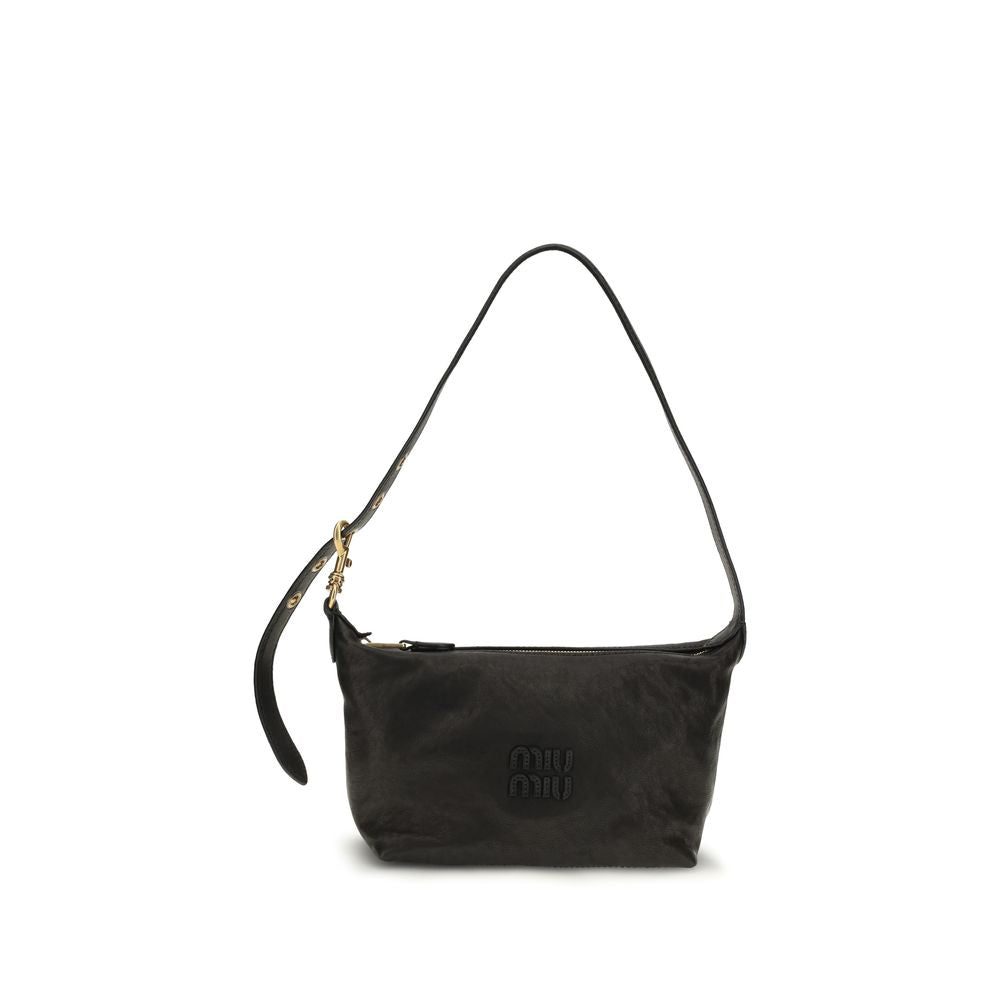 Miu Miu Black Suede Leather Shoulder Bag