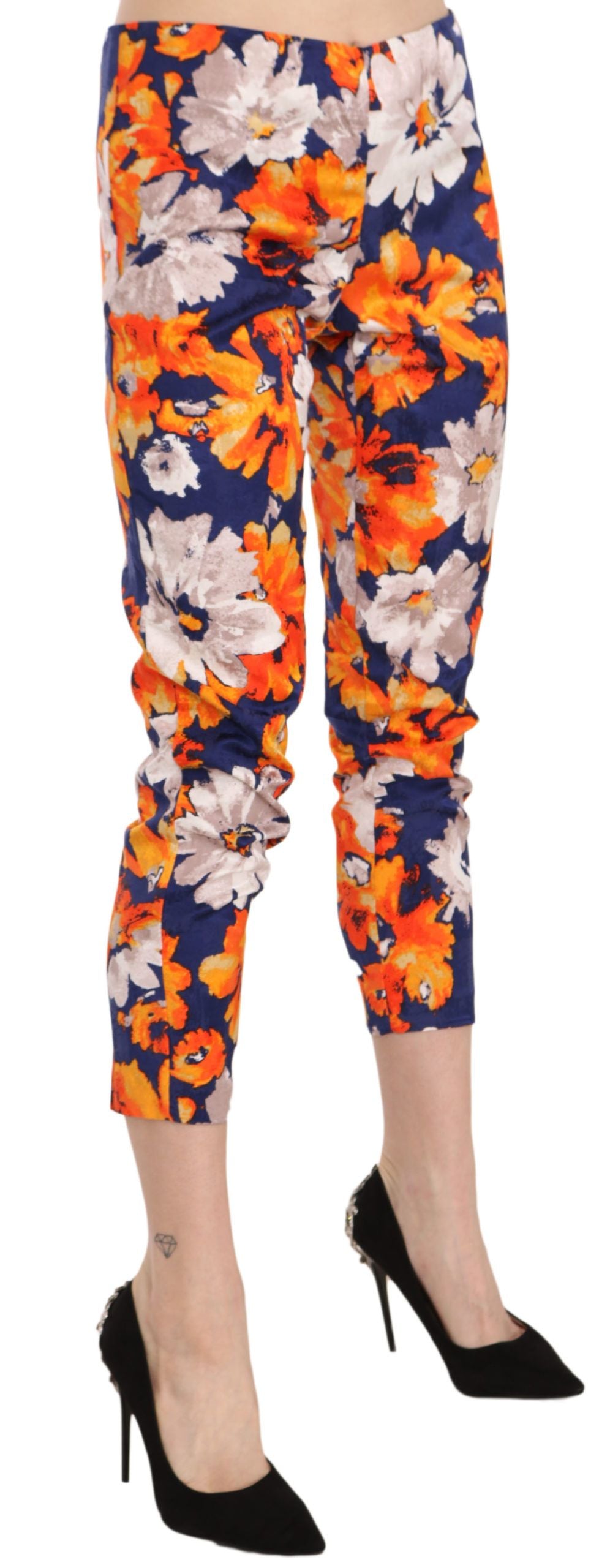 LANACAPRINA Skinny Mid-Waist Pants with Floral Pattern