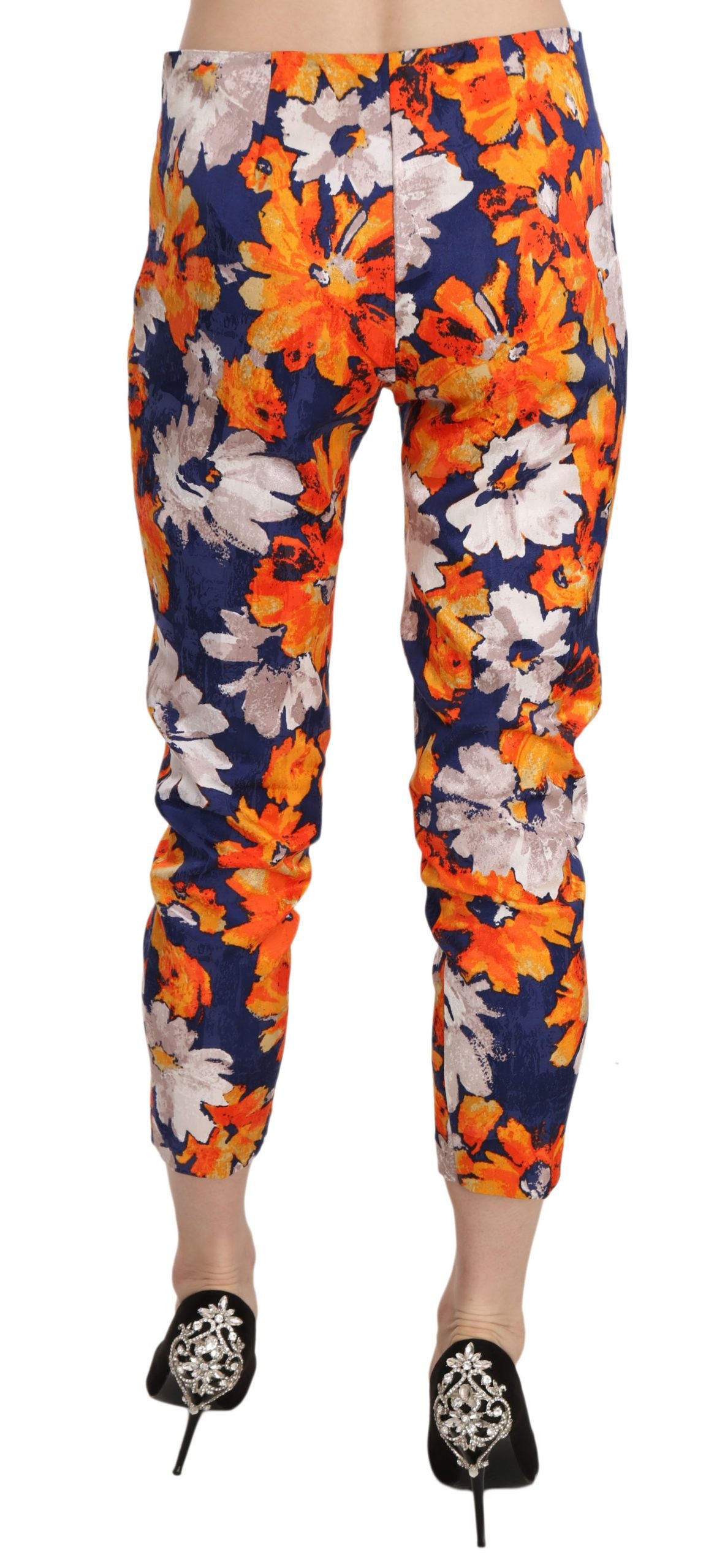 LANACAPRINA Skinny Mid-Waist Pants with Floral Pattern