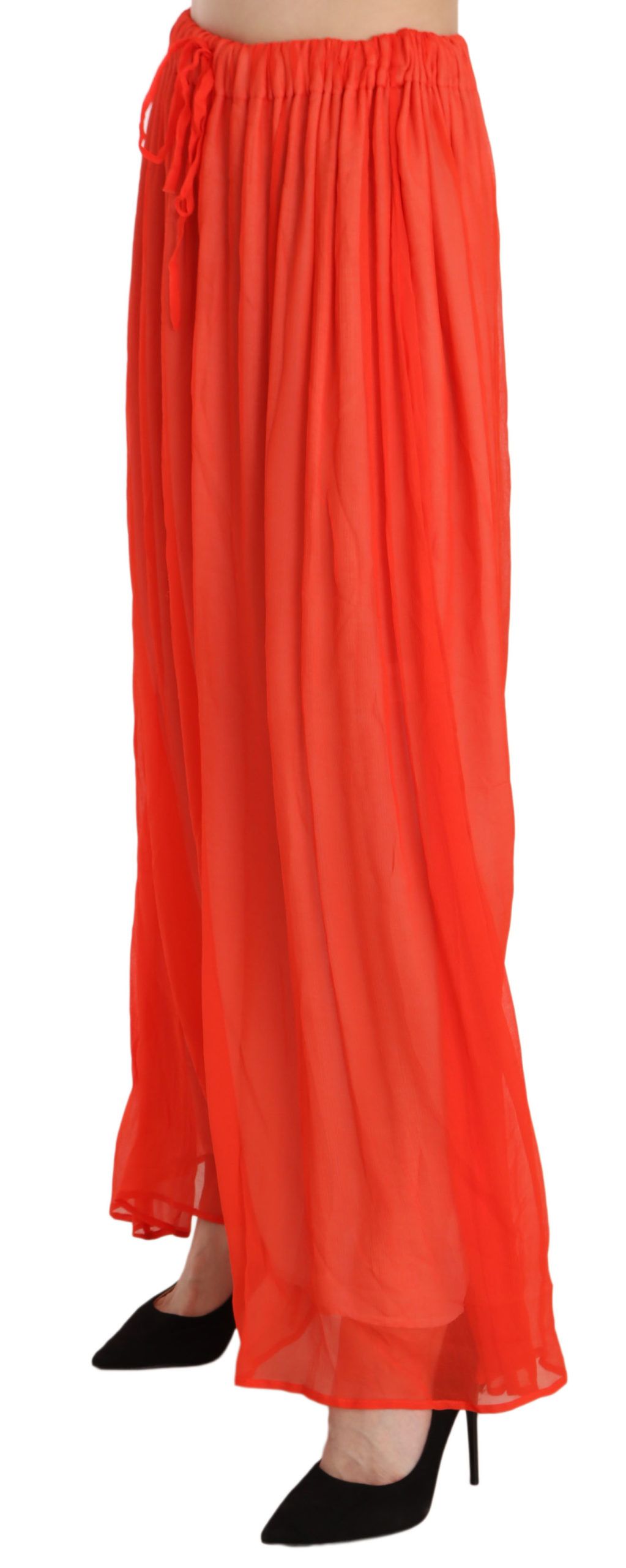 Jucca Elegant Maxi Skirt in Orange with Pleats