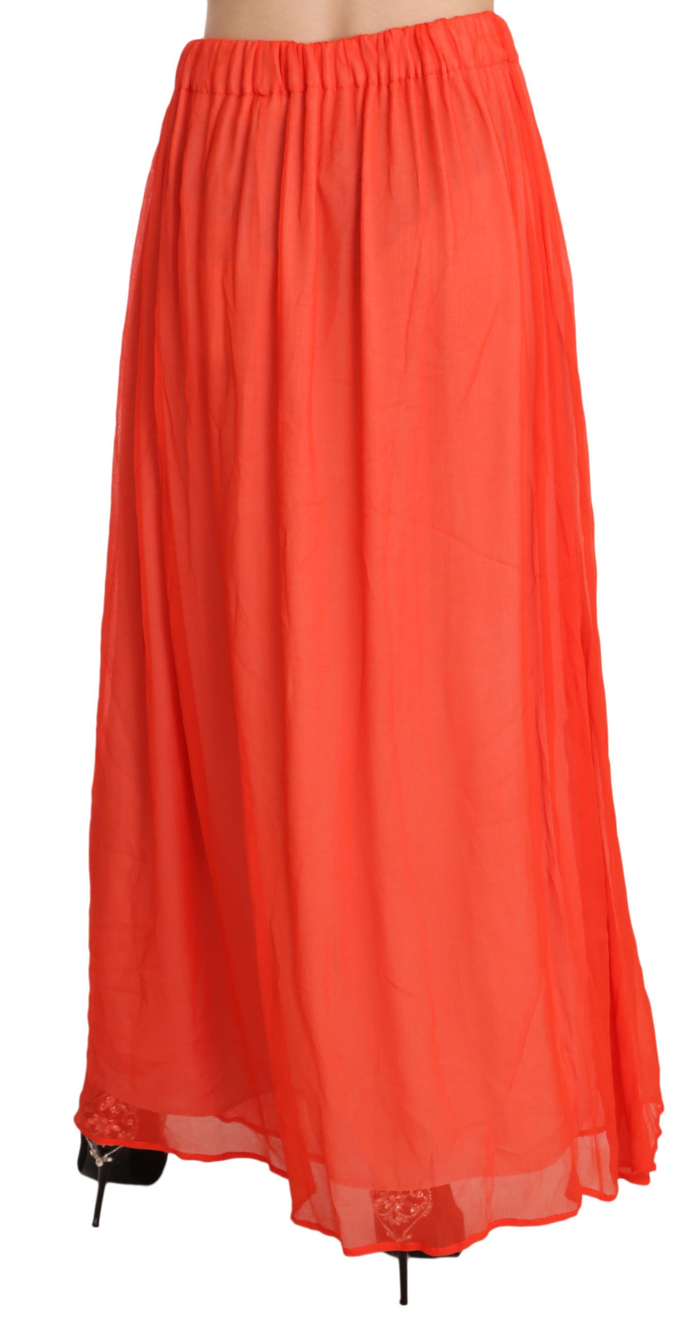 Jucca Elegant Maxi Skirt in Orange with Pleats