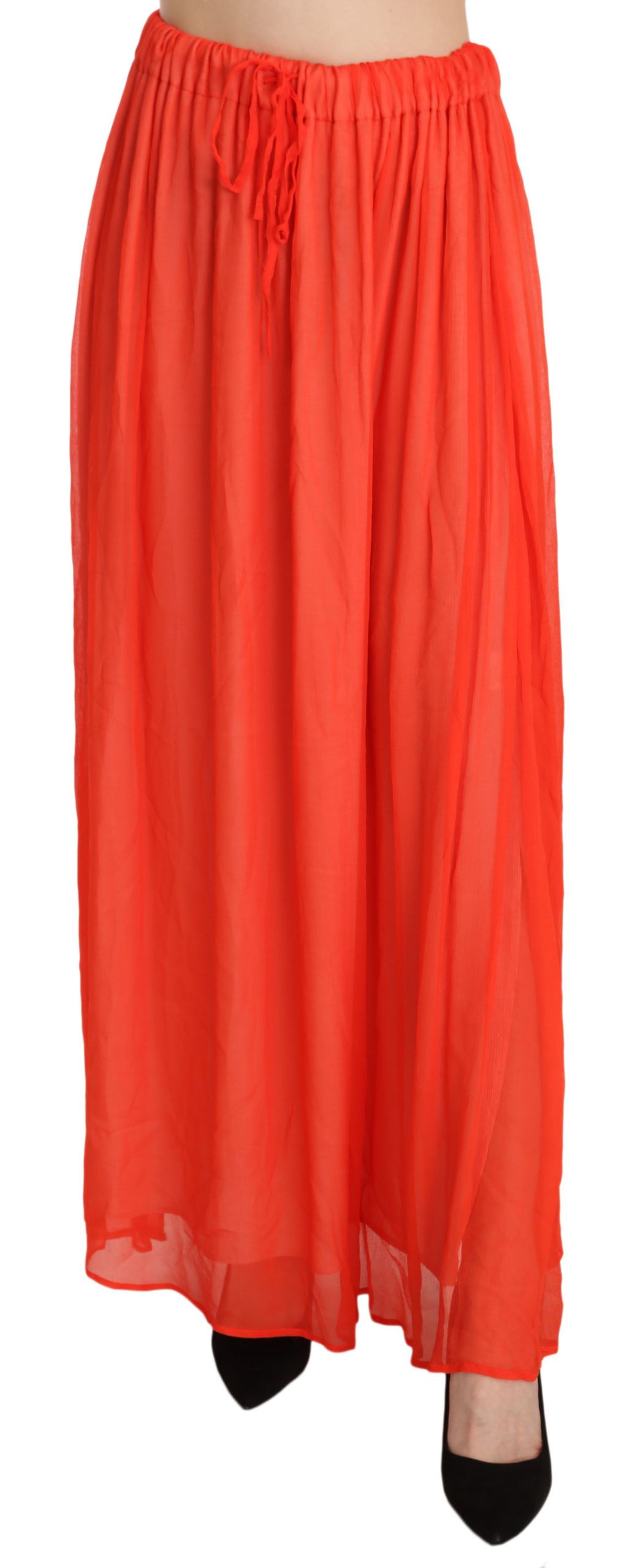 Jucca Elegant Maxi Skirt in Orange with Pleats