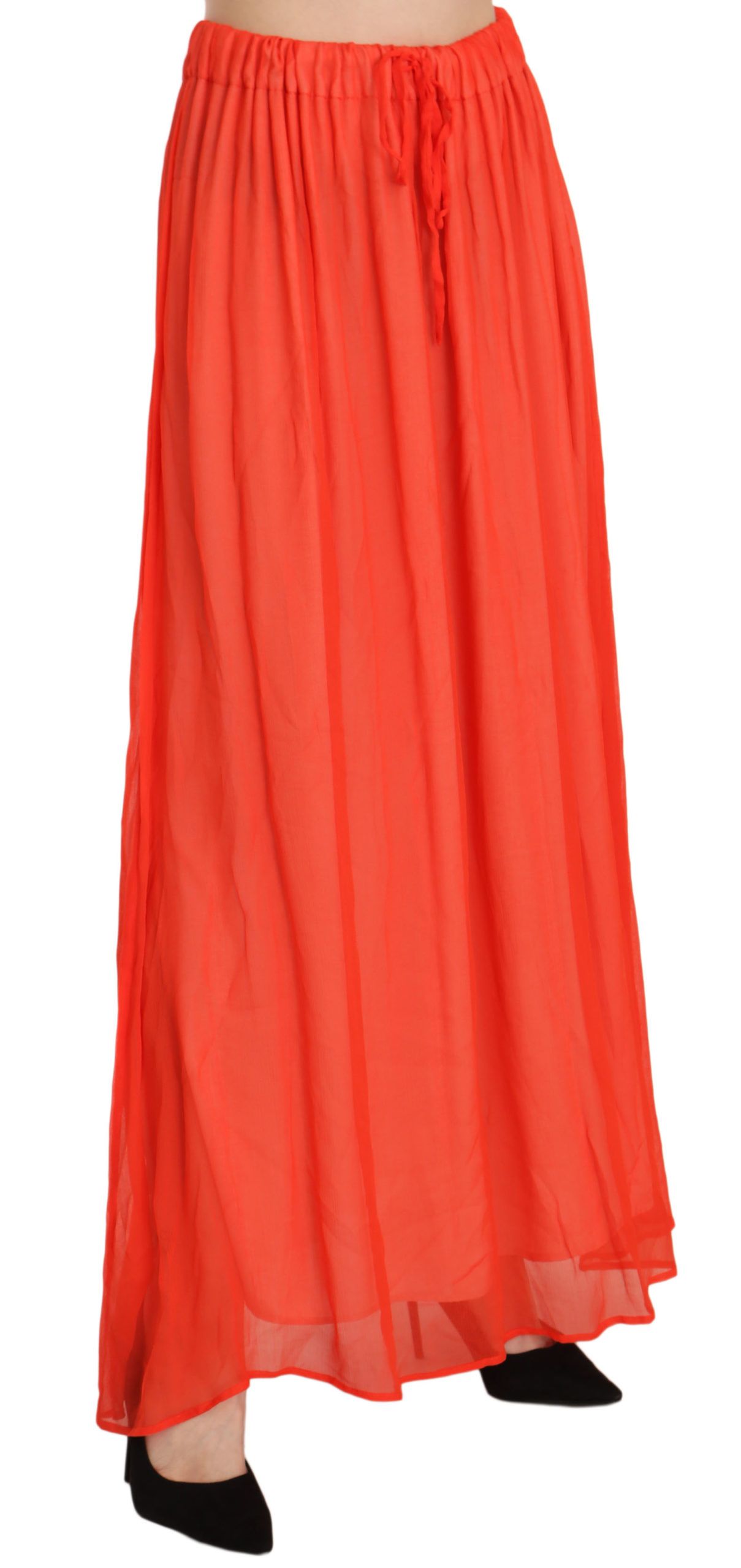 Jucca Elegant Maxi Skirt in Orange with Pleats