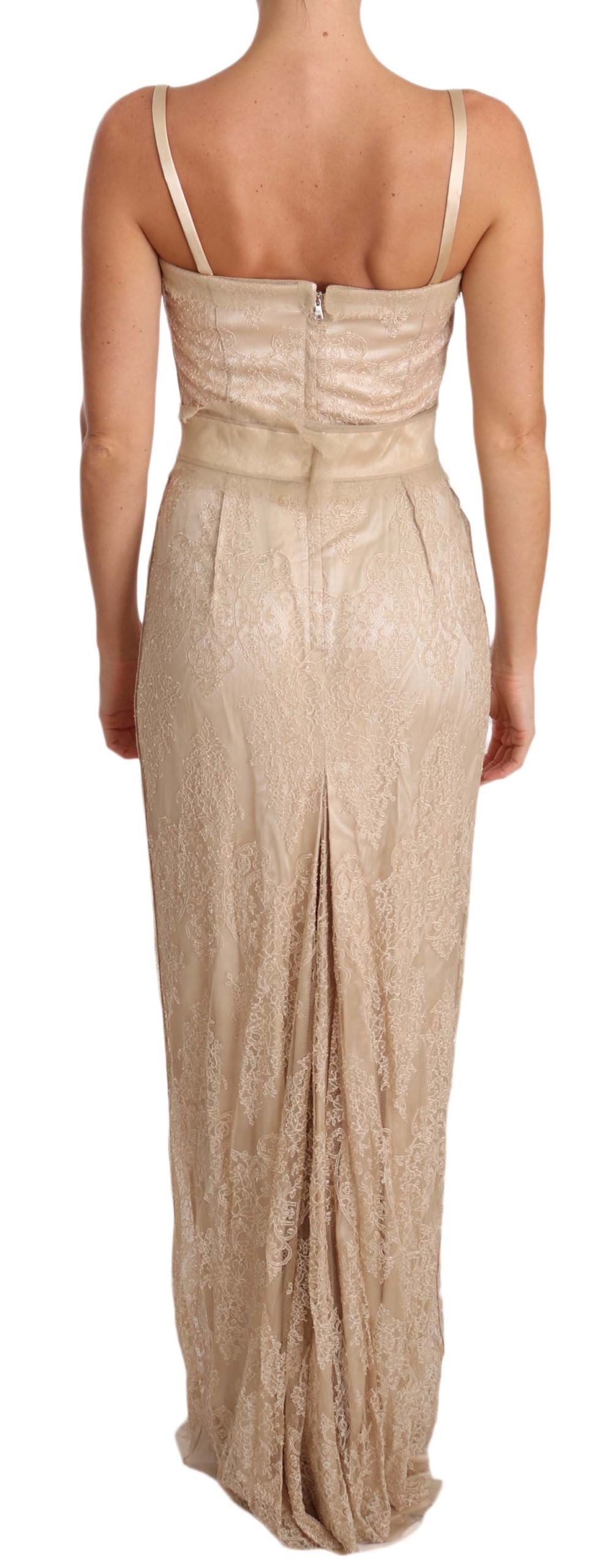 Dolce &amp; Gabbana Elegant beige floor-length sheath dress