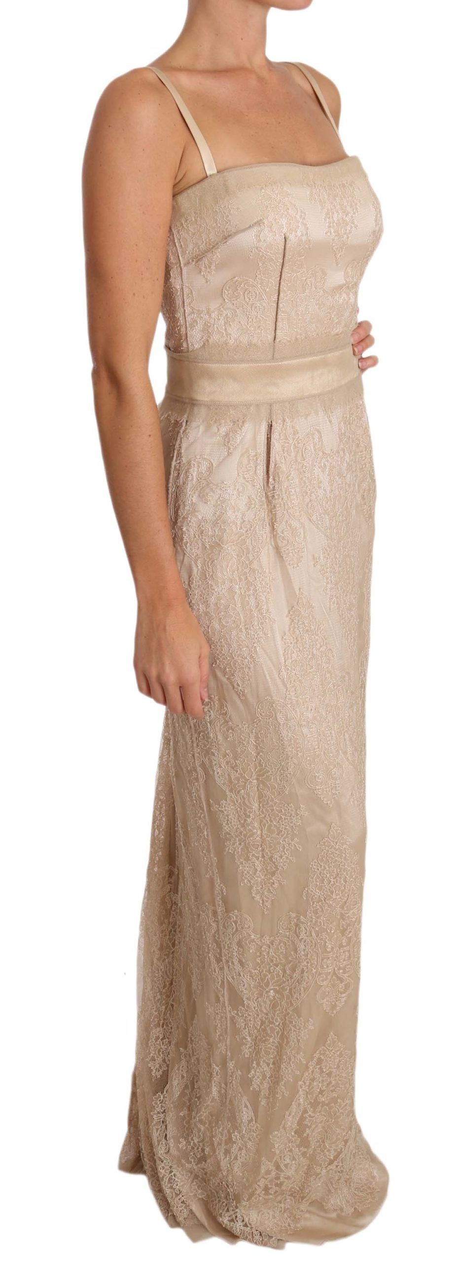 Dolce &amp; Gabbana Elegant beige floor-length sheath dress