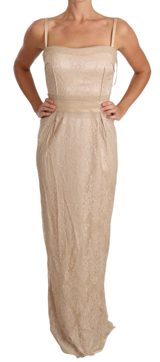 Dolce &amp; Gabbana Elegant beige floor-length sheath dress