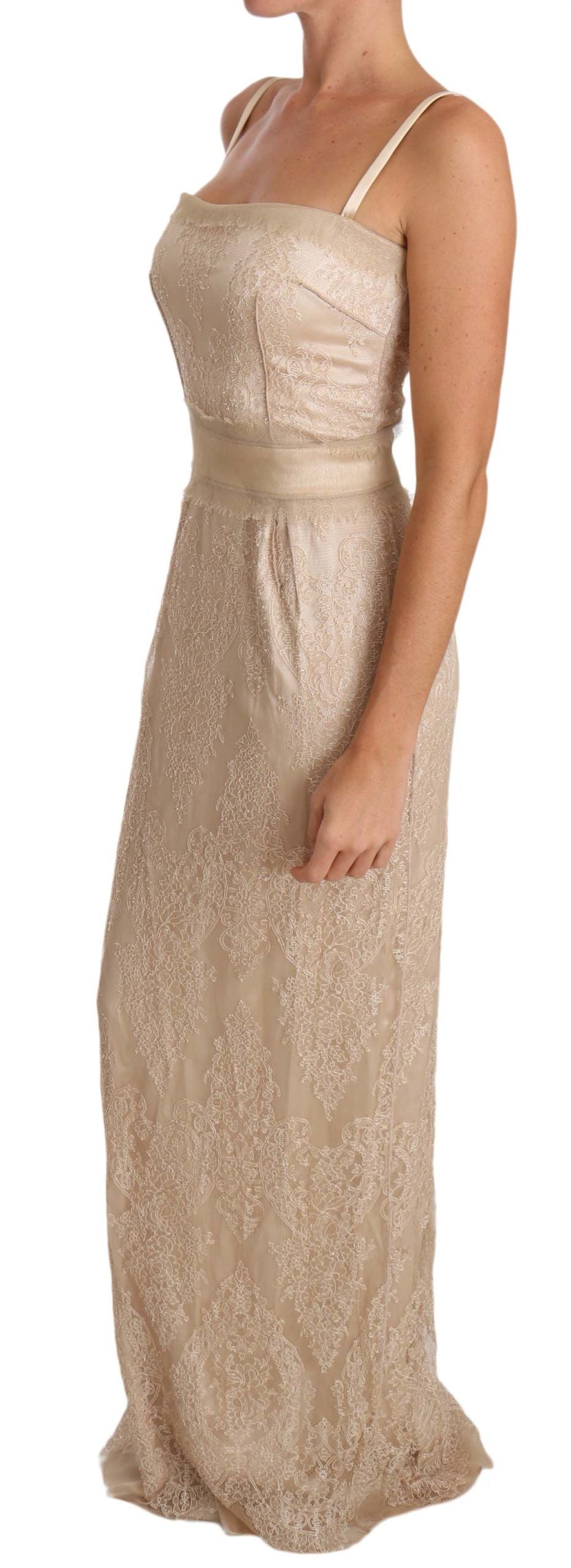 Dolce &amp; Gabbana Elegant beige floor-length sheath dress